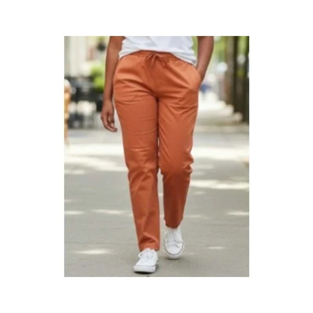 Wildfang Essential Drawstring Pants Orange Cotton Blend NWT Small